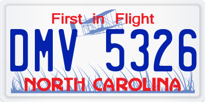 NC license plate DMV5326