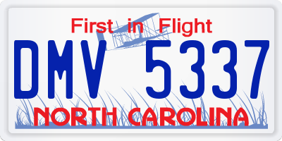 NC license plate DMV5337
