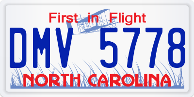 NC license plate DMV5778