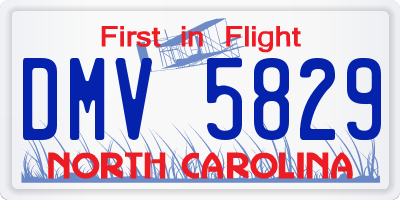 NC license plate DMV5829