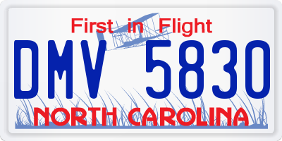 NC license plate DMV5830