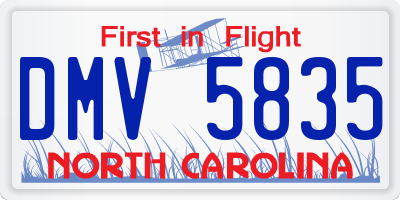 NC license plate DMV5835