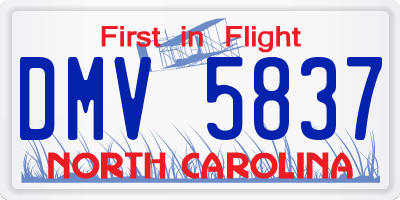 NC license plate DMV5837