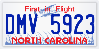 NC license plate DMV5923