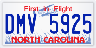 NC license plate DMV5925