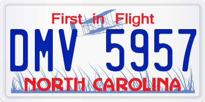 NC license plate DMV5957