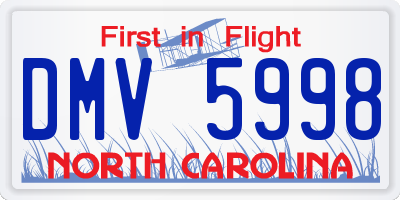 NC license plate DMV5998