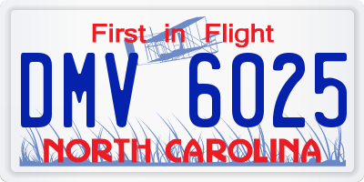 NC license plate DMV6025