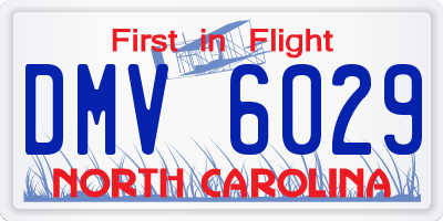 NC license plate DMV6029