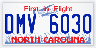 NC license plate DMV6030