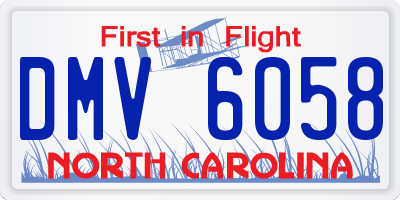 NC license plate DMV6058