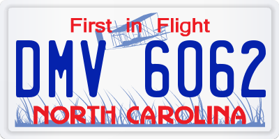 NC license plate DMV6062
