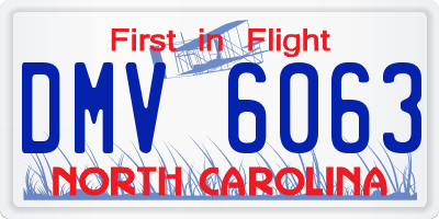 NC license plate DMV6063