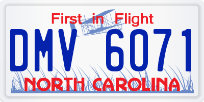 NC license plate DMV6071