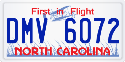 NC license plate DMV6072