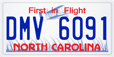 NC license plate DMV6091