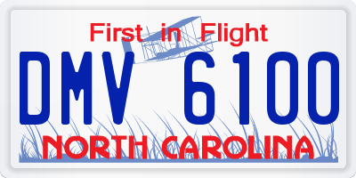 NC license plate DMV6100