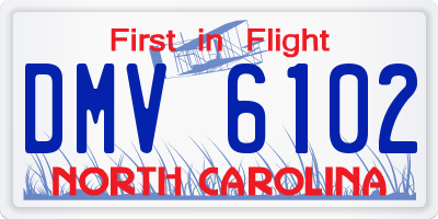 NC license plate DMV6102