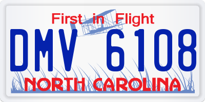 NC license plate DMV6108