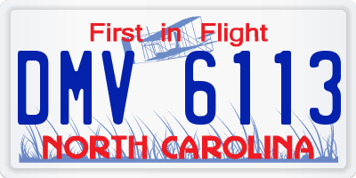 NC license plate DMV6113