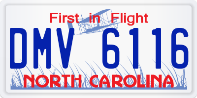 NC license plate DMV6116