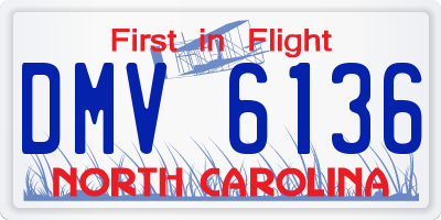 NC license plate DMV6136