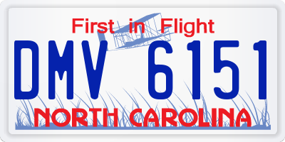 NC license plate DMV6151