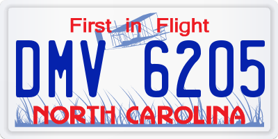 NC license plate DMV6205