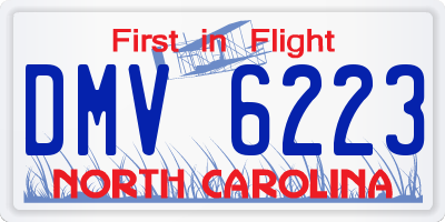 NC license plate DMV6223