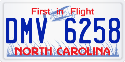 NC license plate DMV6258