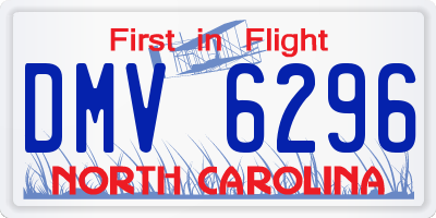 NC license plate DMV6296