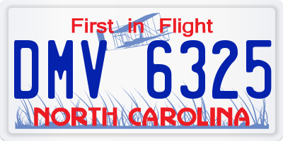 NC license plate DMV6325