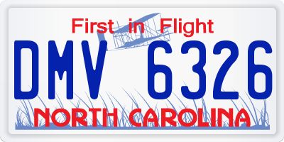NC license plate DMV6326