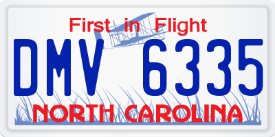 NC license plate DMV6335