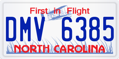 NC license plate DMV6385
