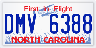 NC license plate DMV6388