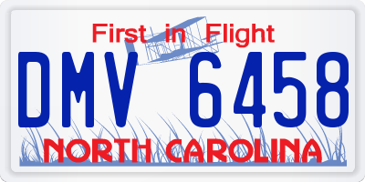 NC license plate DMV6458