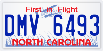 NC license plate DMV6493