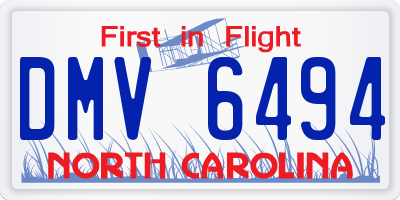 NC license plate DMV6494