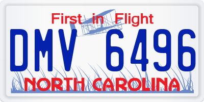 NC license plate DMV6496