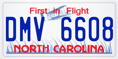 NC license plate DMV6608