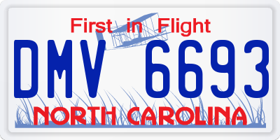 NC license plate DMV6693