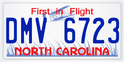 NC license plate DMV6723