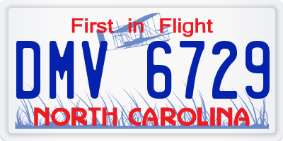 NC license plate DMV6729