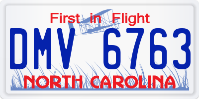 NC license plate DMV6763