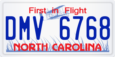 NC license plate DMV6768