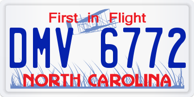 NC license plate DMV6772
