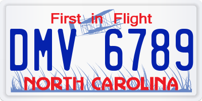 NC license plate DMV6789