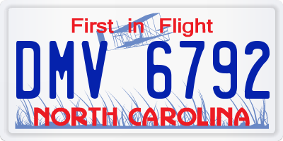 NC license plate DMV6792