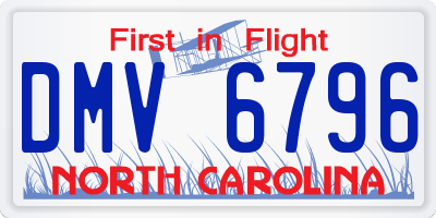 NC license plate DMV6796